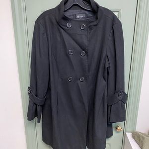 AB Studio Black Double Breasted Peacoat Jacket